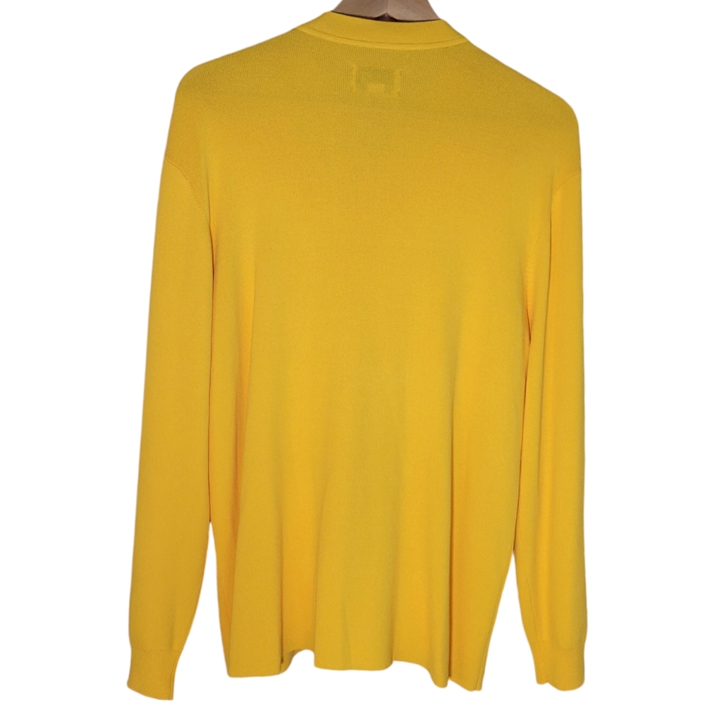Chico's Design Women’s Cardigan Sweater Size 2 Large Yellow Knit Zip Long Sleeve - Picture 3 of 13